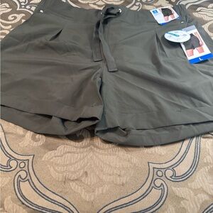 Olive Green Tie-Waist Shorts